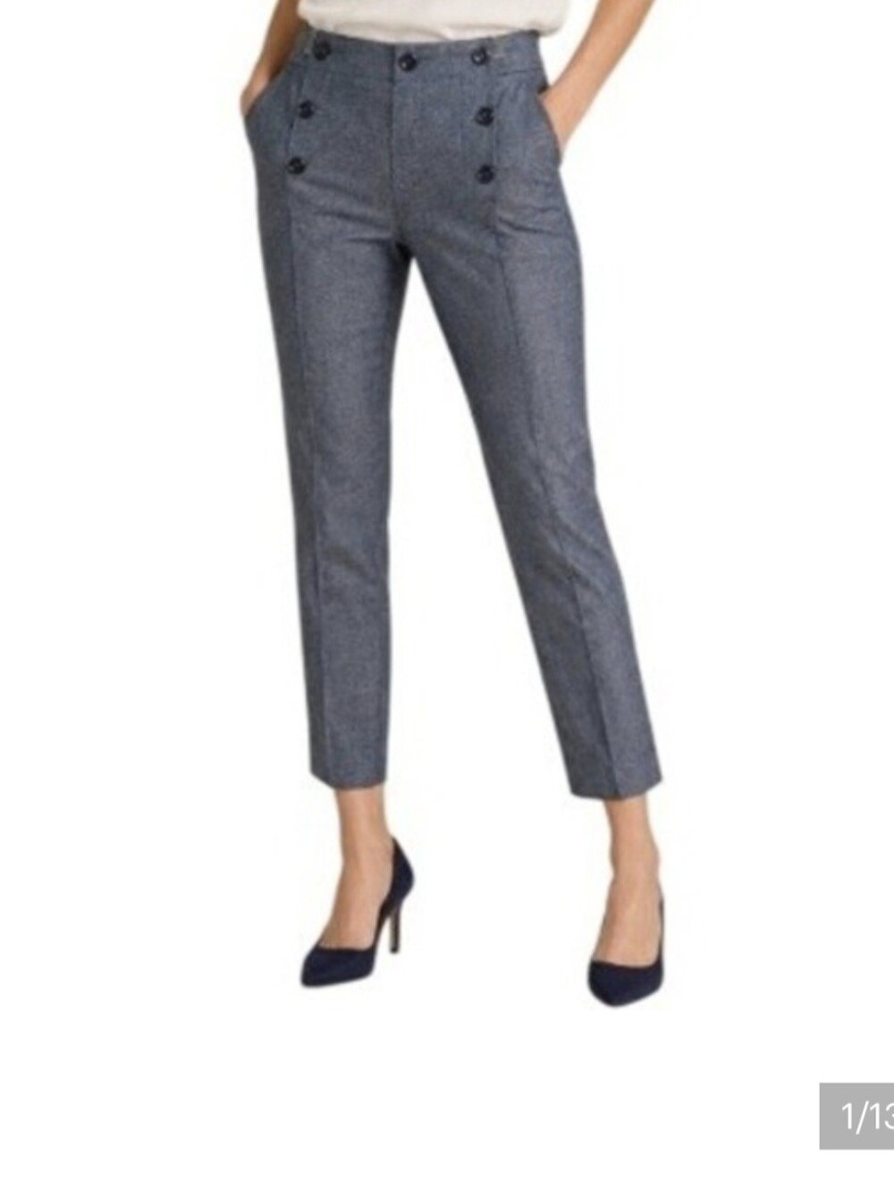 Banana Republic Womens Navy Sailor-Button Trousers Size 6 Petite